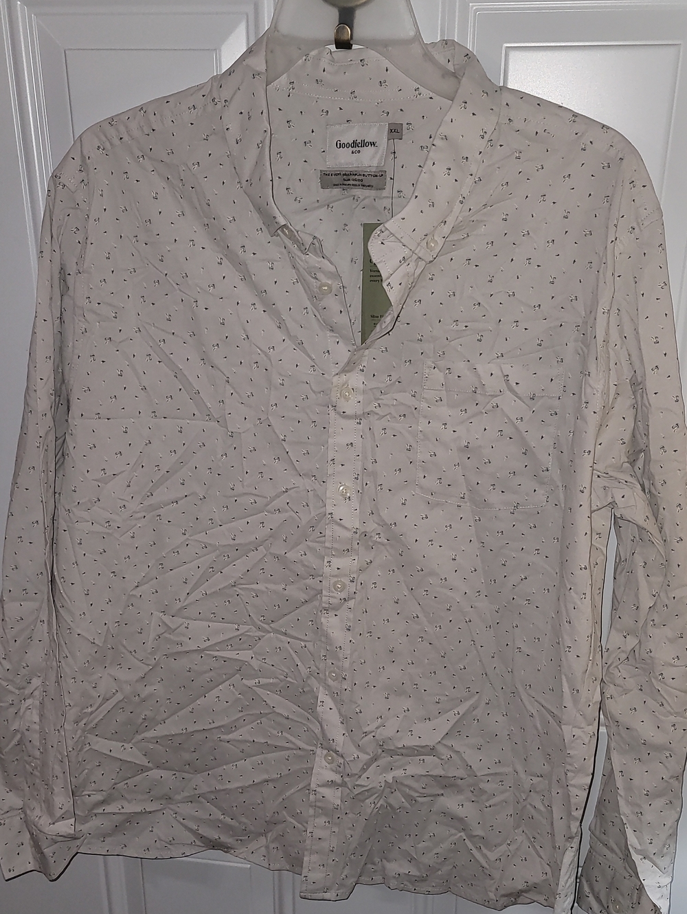 Goodfellow & Co Men's White Button-Down Shirt with Micro Mushrooms Print